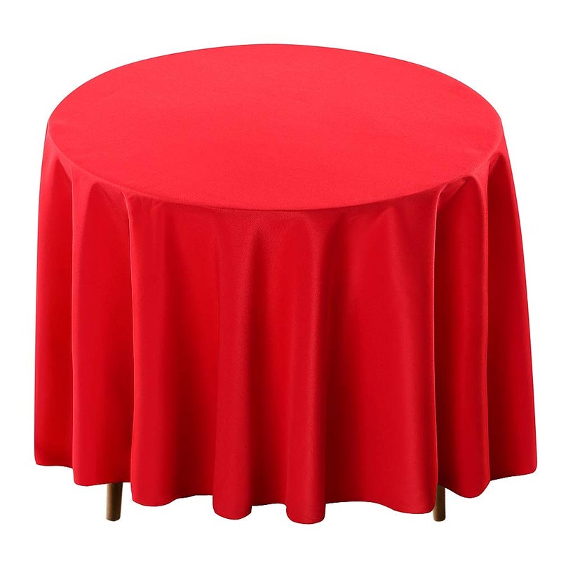 Surmente Red Tablecloth for Round Tables, 120-inch Round Table Cloths for Weddings, Banquets, or Restaurants - Image 1